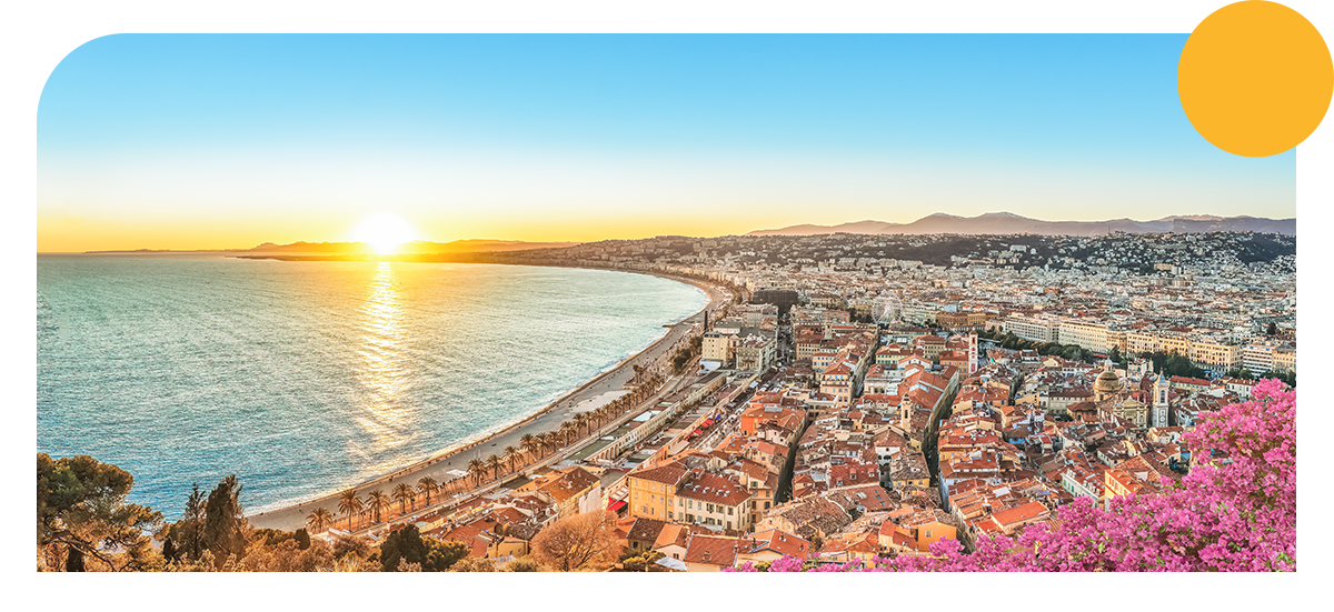 Coucher de soleil à Nice, vu de la Coline du chateau