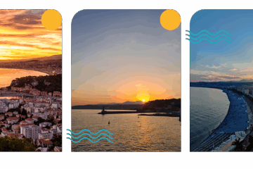 3 photos du coucher de soleil à Nice