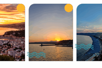 3 photos du coucher de soleil à Nice
